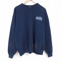 【20%OFF】XL★古着 長袖 スウェット メンズ 90年代 90s 大きいサイズ クルーネック USA製 紺 ネイビー 25mar29 中古 スエット トレーナー トップス