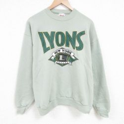 【50%OFF】XL★古着 ヘインズ Hanes 長袖 スウェット メンズ 00年代 00s ニューヨーク 大きいサイズ クルーネック 薄緑 グリーン 25mar29 中古 スエット トレーナー トップス