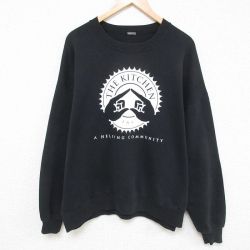 【50%OFF】XL★古着 長袖 スウェット メンズ 00年代 00s THE KITCHEN 大きいサイズ クルーネック 黒 ブラック 25mar31 中古 スエット トレーナー トップス