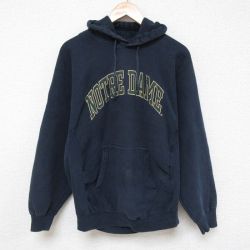 L★古着 STEAVE＆BARRYS 長袖 スウェット パーカー メンズ NOTRE DAME 刺繍 紺 ネイビー 25mar31 中古 スエット トレーナー トップス