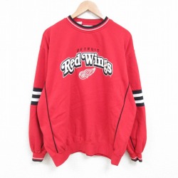 XL★古着 リー Lee 長袖 スウェット メンズ 00年代 00s NHL デトロイトレッドウィングス 大きいサイズ クルーネック 赤 レッド アイスホッケー 25mar31 中古 スエット トレーナー トップス