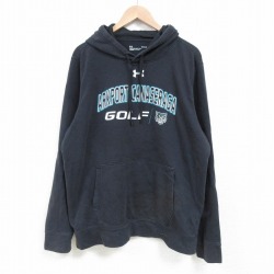 【50%OFF】XL★古着 アンダーアーマー UNDER ARMOUR 長袖 スウェット パーカー メンズ アークポート ゴルフ 黒 ブラック 25mar31 中古 スエット トレーナー トップス