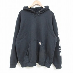 XL★古着 カーハート Carhartt 長袖 トップス パーカー メンズ 大きいサイズ 黒 ブラック 25mar31 中古 スエット トレーナー