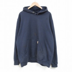 XL★古着 カーハート Carhartt 長袖 スウェット パーカー メンズ 大きいサイズ 紺 ネイビー 25mar31 中古 スエット トレーナー トップス