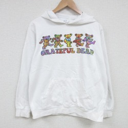 M★古着 長袖 ロック バンド スウェット パーカー メンズ グレイトフルデッド 白 ホワイト 25mar31 中古 スエット トレーナー トップス