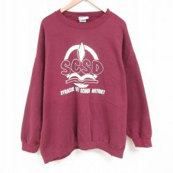 【20%OFF】XL★古着 リー Lee 長袖 スウェット メンズ 00年代 00s シラキュース 大きいサイズ クルーネック エンジ 25apr01 中古 スエット トレーナー トップス