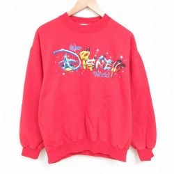 XL★古着 長袖 スウェット メンズ 00年代 00s ディズニー DISNEY クルーネック 赤 レッド 25apr01 中古 スエット トレーナー トップス