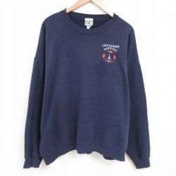 XL★古着 リー Lee 長袖 スウェット メンズ 00年代 00s 消防署 大きいサイズ クルーネック 紺 ネイビー 25apr01 中古 スエット トレーナー トップス