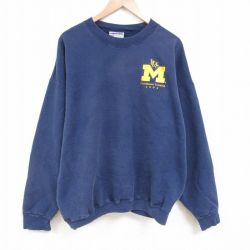 XL★古着 ヘインズ Hanes 長袖 スウェット メンズ 00年代 00s M 大きいサイズ クルーネック 紺 ネイビー 25apr01 中古 スエット トレーナー トップス