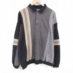 【50%OFF】XL★古着 長袖 スウェット メンズ 00年代 00s マルチカラー 大きいサイズ ヘンリーネック グレー他 霜降り 25apr01 中古 スエット トレーナー トップス