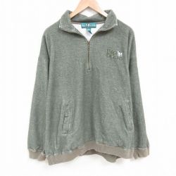 XL★古着 ビッグドッグス BIG DOGS 長袖 ハーフジップ スウェット メンズ 00年代 00s ワンポイントロゴ 表起毛 大きいサイズ 緑 グリーン 25apr02 中古 スエット トレーナー トップス