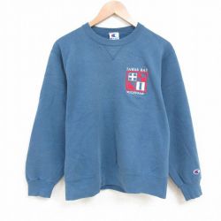 【20%OFF】L★古着 チャンピオン Champion 長袖 スウェット メンズ 90年代 90s タワスベイ クルーネック USA製 青緑 25apr02 中古 スエット トレーナー トップス