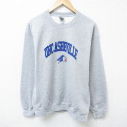【20%OFF】M★古着 長袖 スウェット メンズ 犬 クルーネック グレー 霜降り 25apr03 中古 スエット トレーナー トップス