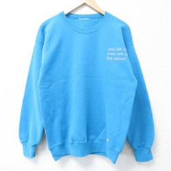 M★古着 リー Lee 長袖 スウェット メンズ 90年代 90s メッセージ クルーネック 水色 25apr04 中古 スエット トレーナー トップス