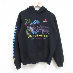 【50%OFF】M★古着 長袖 スウェット パーカー メンズ プレステ 黒 ブラック 25apr04 中古 スエット トレーナー トップス