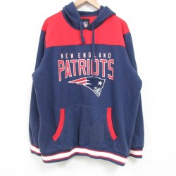 XL★古着 長袖 スウェット パーカー メンズ 00年代 00s NFL ニューイングランドペイトリオッツ ツートンカラー 紺他 ネイビー アメフト スーパーボウル 25apr04 中古 スエット トレーナー トップス