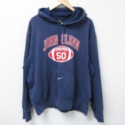 XL★古着 ナイキ NIKE 長袖 スウェット パーカー メンズ 00年代 00s JOHN GLENN 大きいサイズ 紺 ネイビー 25apr05 中古 スエット トレーナー トップス