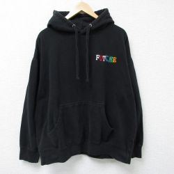 XL★古着 長袖 スウェット パーカー メンズ FUTORE 大きいサイズ 黒 ブラック 25apr05 中古 スエット トレーナー トップス