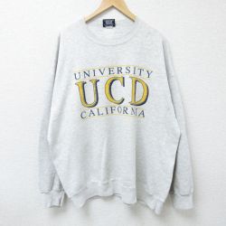 【50%OFF】XL★古着 ジャンスポーツ 長袖 スウェット メンズ 00年代 00s カリフォルニア 大学 大きいサイズ クルーネック USA製 薄グレー 霜降り 25apr05 中古 スエット トレーナー トップス