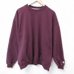 XL★古着 チャンピオン Champion 長袖 スウェット メンズ 無地 大きいサイズ クルーネック エンジ 25apr07 中古 スエット トレーナー トップス