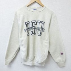 【50%OFF】L★古着 MVスポーツ 長袖 スウェット メンズ 90年代 90s ペンシルベニア 州立大学 クルーネック USA製 薄グレー 霜降り 25apr07 中古 スエット トレーナー トップス