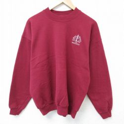 【50%OFF】L★古着 ヘインズ Hanes 長袖 スウェット メンズ 00年代 00s アルファ ガンマ クルーネック エンジ 25apr07 中古 スエット トレーナー トップス