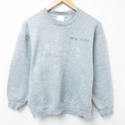 【50%OFF】M★古着 ウィルソン 長袖 スウェット メンズ 00年代 00s ニューヨーク 刺繍 クルーネック グレー 霜降り 25apr07 中古 スエット トレーナー トップス