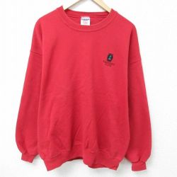 【50%OFF】XL★古着 ジャージーズ 長袖 スウェット メンズ 90年代 90s TRAINERS ELITE クルーネック USA製 赤 レッド 25apr07 中古 スエット トレーナー トップス