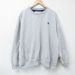 【50%OFF】XL★古着 チャンピオン Champion 長袖 スウェット メンズ ワンポイントロゴ 大きいサイズ クルーネック グレー 霜降り 25apr08 中古 スエット トレーナー トップス