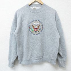 フルーツオブザルーム 00s 長袖スウェット 白頭鷲刺繍 グレー L | 古着