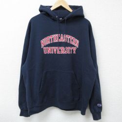 XL★古着 チャンピオン Champion 長袖 スウェット パーカー メンズ 00年代 00s ノースインスタン 大学 大きいサイズ 紺 ネイビー 25apr08 中古 スエット トレーナー トップス