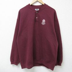 【50%OFF】XL★古着 リー Lee 長袖 スウェット メンズ 90年代 90s TRI CITY NATIONAL BANK 大きいサイズ ヘンリーネック USA製 エンジ 25apr08 中古 スエット トレーナー トップス
