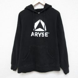 XL★古着 長袖 スウェット パーカー メンズ ARYSE 大きいサイズ 黒 ブラック 25apr08 中古 スエット トレーナー トップス