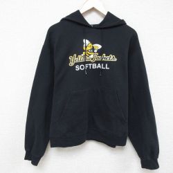 【50%OFF】L★古着 チャンピオン Champion 長袖 スウェット パーカー メンズ イエロージャケッツ 黒 ブラック 25apr08 中古 スエット トレーナー トップス