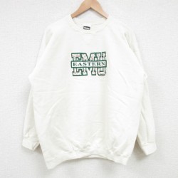 【50%OFF】L★古着 TULTEX 長袖 スウェット メンズ 90年代 90s EASTERN 刺繍 クルーネック USA製 白 ホワイト 25apr09 中古 スエット トレーナー トップス