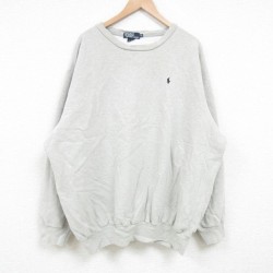 XL★古着 ラルフローレン Ralph Lauren 長袖 ブランド スウェット メンズ 00年代 00s ワンポイントロゴ クルーネック グレー 霜降り 25apr09 中古 スエット トレーナー トップス