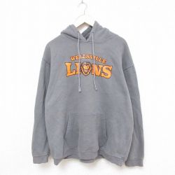 【50%OFF】XL★古着 長袖 スウェット パーカー メンズ 00年代 00s ウェルズビル ライオンズ 大きいサイズ USA製 グレー 25apr09 中古 スエット トレーナー トップス