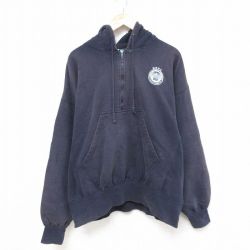 XL★古着 Wear Guard 長袖 ハーフジップ スウェット パーカー メンズ 00年代 00s マサチューセッツ 大きいサイズ コットン 紺 ネイビー 25apr09 中古 スエット トレーナー トップス
