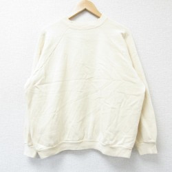 【50%OFF】L★古着 長袖 スウェット メンズ 00年代 00s 無地 ラグラン クルーネック ベージュ カーキ 25apr09 中古 スエット トレーナー トップス
