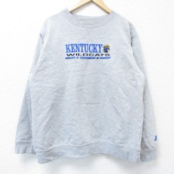 M★古着 スターター STARTER 長袖 スウェット メンズ ケンタッキー 刺繍 クルーネック グレー 霜降り 25apr09 中古 スエット トレーナー トップス