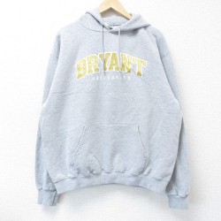 【50%OFF】L★古着 チャンピオン Champion 長袖 スウェット パーカー メンズ BRYANT 大学 グレー 霜降り 25apr09 中古 スエット トレーナー トップス