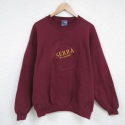 XL★古着 長袖 スウェット メンズ 90年代 90s バスケットボール 刺繍 クルーネック USA製 エンジ 25apr10 中古 スエット トレーナー トップス