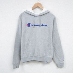 【50%OFF】XL★古着 チャンピオン Champion 長袖 スウェット パーカー メンズ ビッグロゴ グレー 霜降り 25apr10 中古 スエット トレーナー トップス