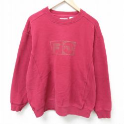 XL★古着 フィラ FILA 長袖 スウェット メンズ 00年代 00s ビッグロゴ 刺繍 クルーネック エンジ 25apr10 中古 スエット トレーナー トップス