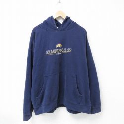 XL★古着 長袖 スウェット パーカー メンズ NHL バッファローセイバーズ 刺繍 大きいサイズ 紺 ネイビー アイスホッケー 25apr12 中古 スエット トレーナー トップス