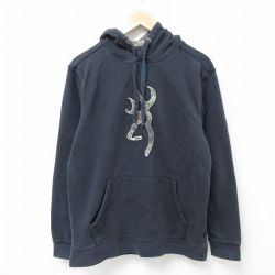 【20%OFF】M★古着 長袖 スウェット パーカー メンズ BROWNING 黒 ブラック 25apr12 中古 スエット トレーナー トップス