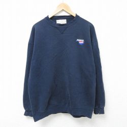 【50%OFF】XL★古着 長袖 スウェット メンズ 90年代 90s ペプシ PEPSI クルーネック USA製 紺 ネイビー 25apr12 中古 スエット トレーナー トップス