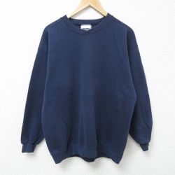 L★古着 リー Lee 長袖 スウェット メンズ 00年代 00s 無地 クルーネック 紺 ネイビー 25apr12 中古 スエット トレーナー トップス