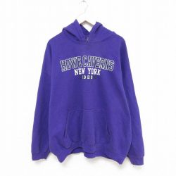 XL★古着 MVスポーツ 長袖 スウェット パーカー メンズ ニューヨーク 大きいサイズ 紫 パープル 25apr12 中古 スエット トレーナー トップス