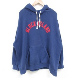 XL★古着 長袖 スウェット パーカー メンズ BLOCK ISLAND 大きいサイズ 紺 ネイビー 25apr11 中古 スエット トレーナー トップス